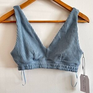 Blue Textured Crop Top